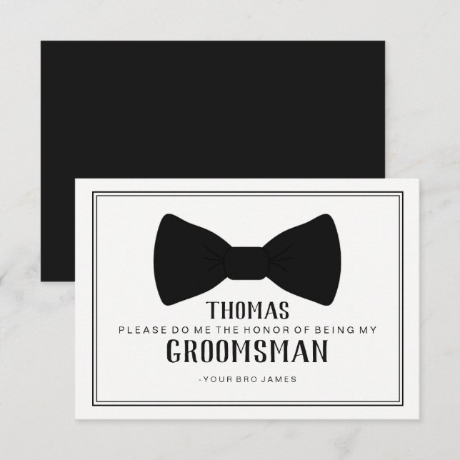 It's Time To Suit Up Groomsman Card - Black Tie (Front/Back)