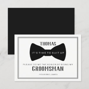 It's Time To Suit Up Groomsman Card - Black Tie