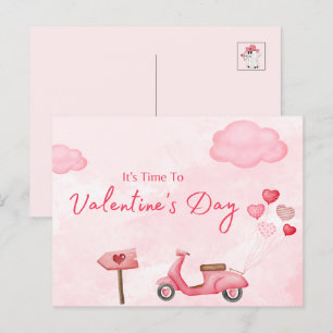It's time to valentine's day holiday postcard