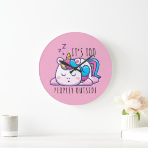 It's Too Peopley Outside Unicorn Introvert Large Clock