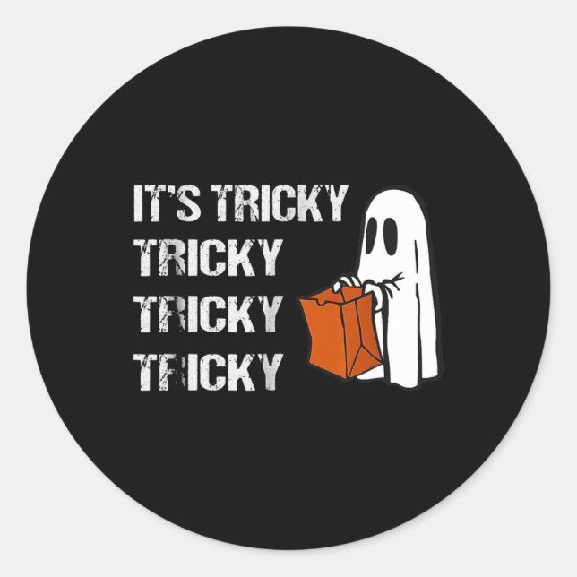 Its Tricky Ghost Boo Fun Halloween Mens  Classic Round Sticker (Front)