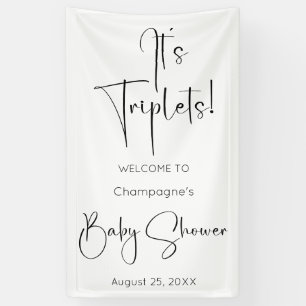 It's Triplets Modern Script Baby Shower Banner