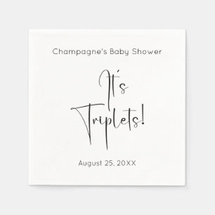 It's Triplets Modern Script Baby Shower Napkin