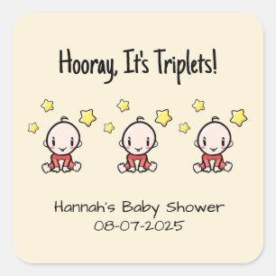 It's Triplets!, Neutral Custom Triplet Babies  Square Sticker