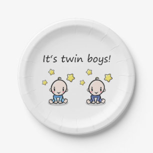 It's Twin Boys, Twin Baby Shower, Decoration, Paper Plate