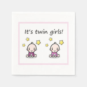 It's Twin Girls, Decoration, Twin Baby Shower  Napkin