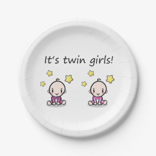 It's Twin Girls, Twin Baby Shower, Decoration, Paper Plate