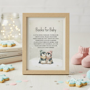 Its twin penguin baby shower Books for Baby  Enclosure Card