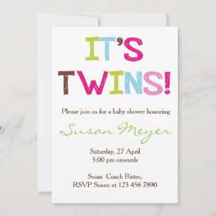 It's twins! Baby Shower Invitation