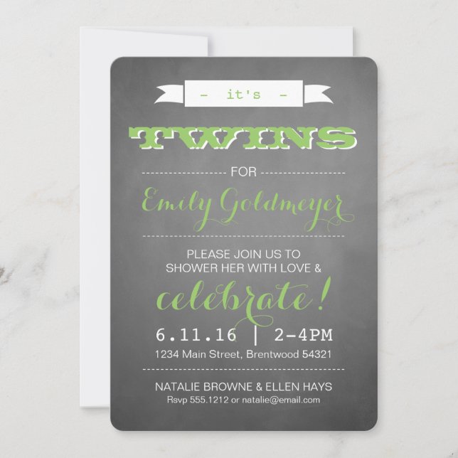 IT'S TWINS!  BABY SHOWER INVITATIONS (Front)