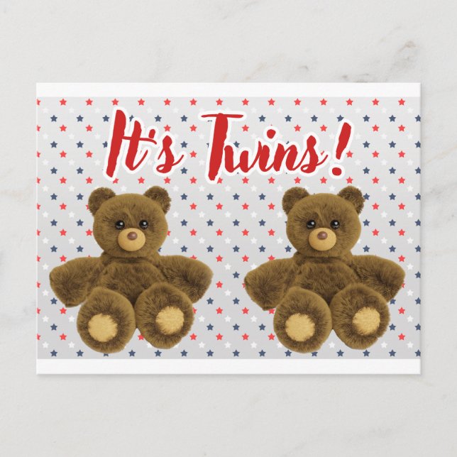 It's Twins Birth Announcement Postcard (Front)