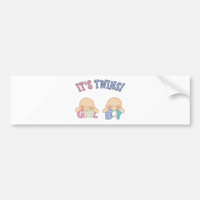 ITS TWINS (Boy Girl) Bumper Sticker (Front)