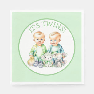 It's Twins! Cute boy twins Baby Shower Napkin