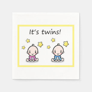 It's Twins, Decoration, Mixed Twin Baby Shower Napkin