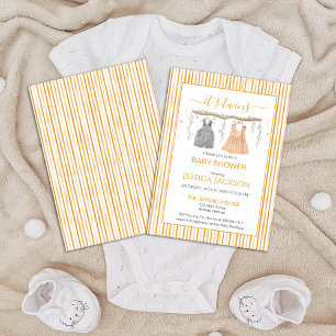 It's Twins Gender Neutral Orange and Grey Invitation