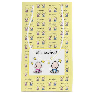 It's Twins Gift Wrap, Baby Shower Decoration,   Small Gift Bag