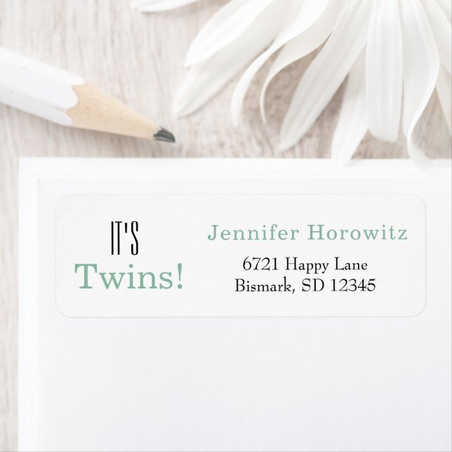 Its Twins Green Return Address Labels (Insitu)