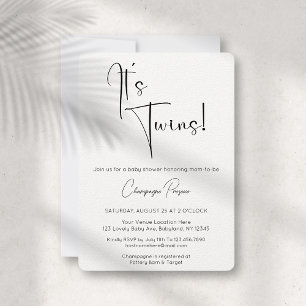 It's Twins Modern Script Baby Shower Invitation