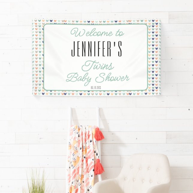 It's Twins Modern Twins Baby Shower Welcome Banner (Insitu)