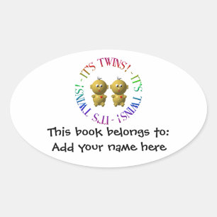 It's twins! oval sticker