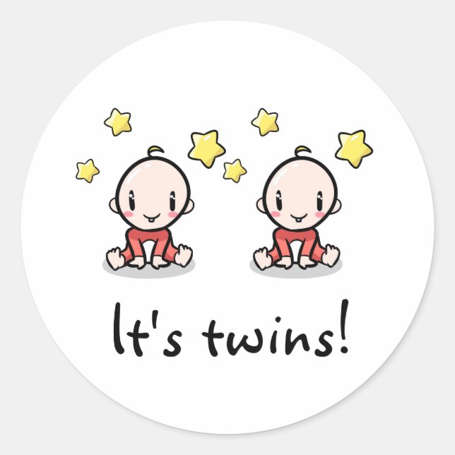 It's twins!, round stickers, square labels (Front)