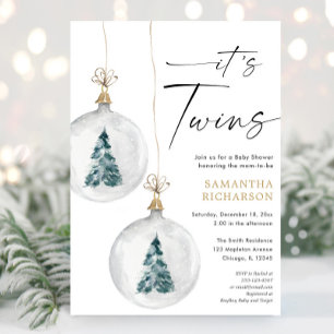 It's Twins Winter Christmas baby shower Invitation
