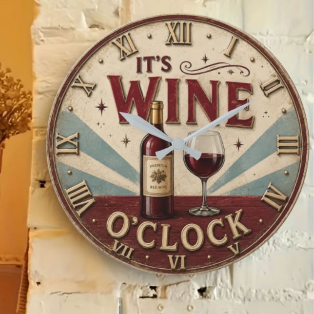 It's Wine O'Clock Rustic Home Bar  Large Clock (Creator Uploaded)