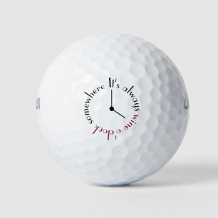 It's Wine O'clock Somewhere Clock Face Golf Balls
