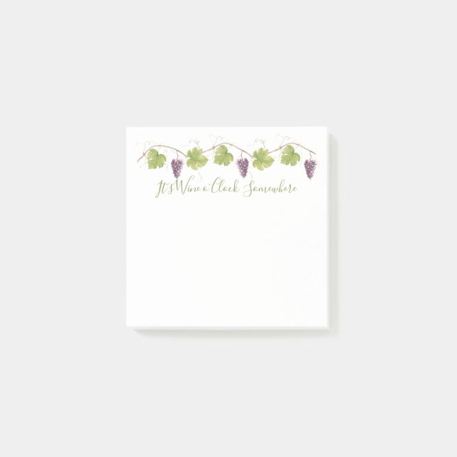 It's Wine o'Clock Somewhere - Purple Grapes Post-it Notes (Front)
