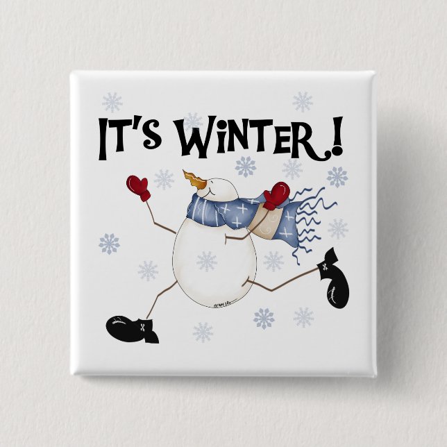 It's  Winter Snowman Holidays 15 Cm Square Badge (Front)
