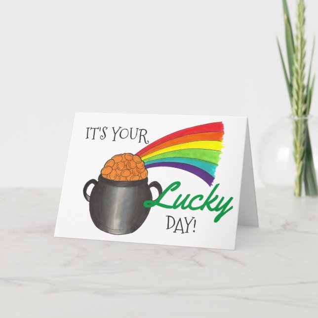 It's Your Lucky Day Rainbow Congratulations Card (Front)