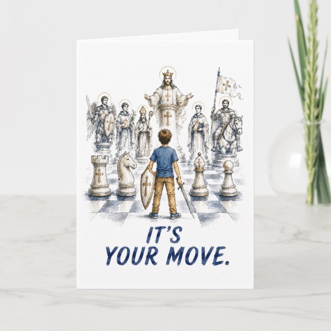It's Your Move Catholic Birthday Card (Front)