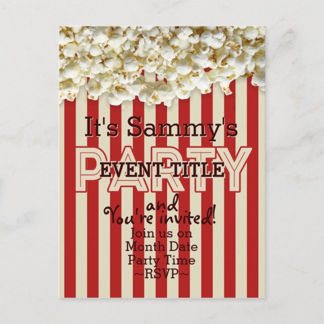 It's Your Party Invitation 12 lines 2 sided custom Postcard (Front)