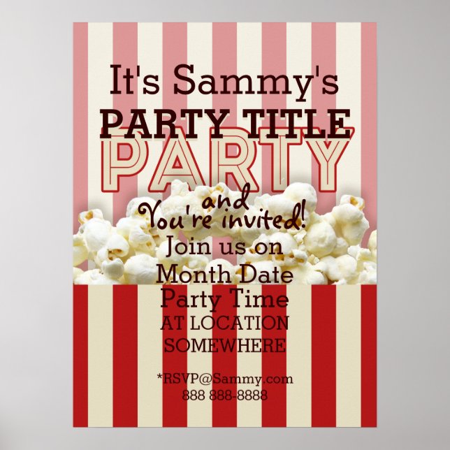 It's Your Party Invitation Poster Personalise it! (Front)
