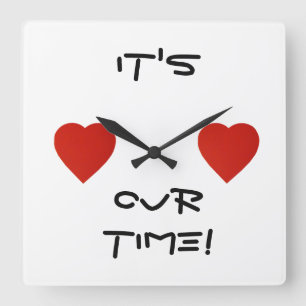 It's Your Time Red Heart Chic Wall Clock! Square Wall Clock