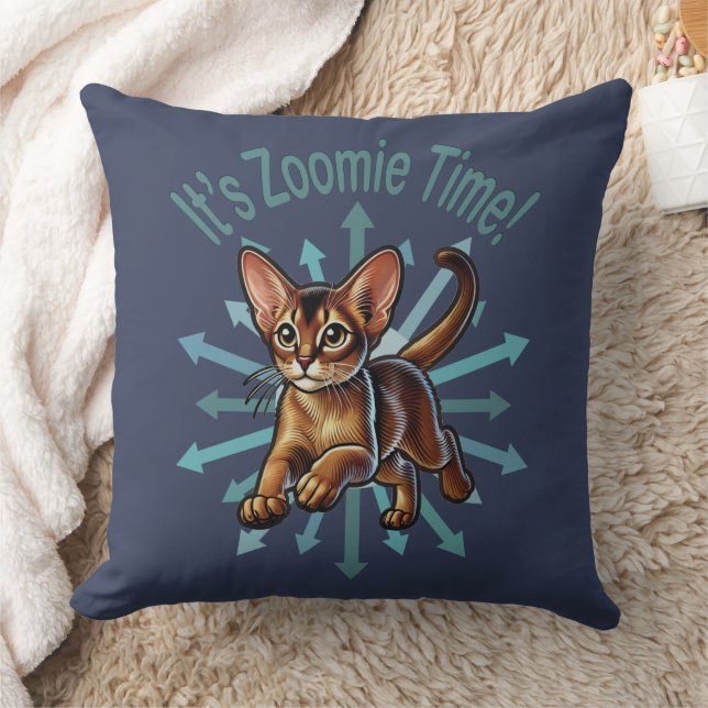 It's Zoomie Time Abyssinian Cat Cushion (Blanket)