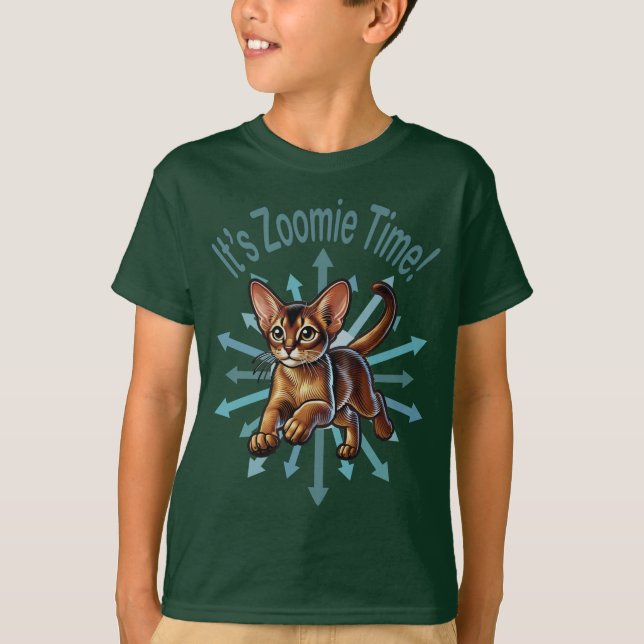 It's Zoomie Time Abyssinian Cat T-Shirt (Front)