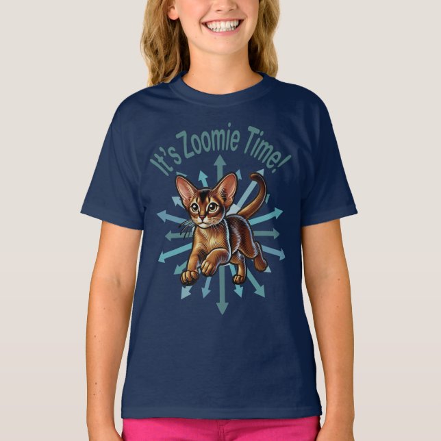 It's Zoomie Time Abyssinian Cat T-Shirt (Front)