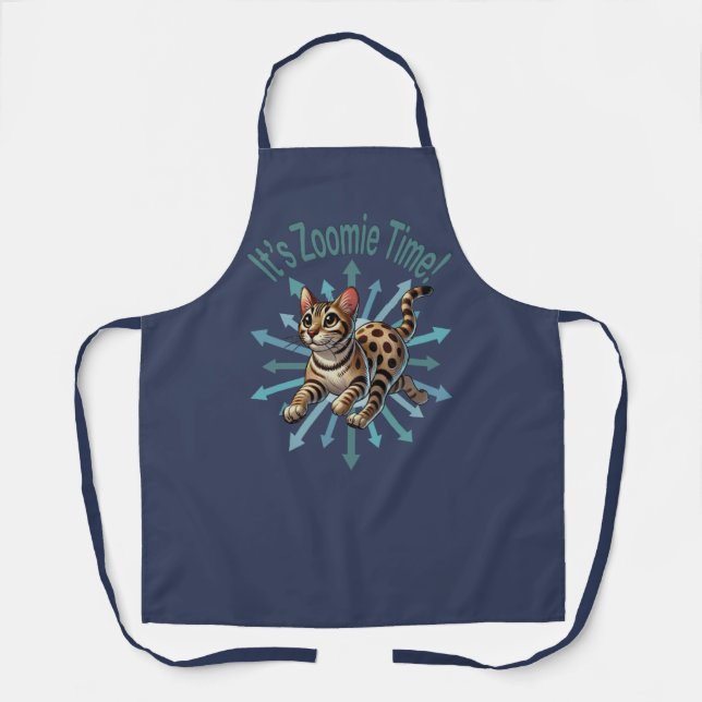 It's Zoomie Time Bengal Cat Apron (Front)