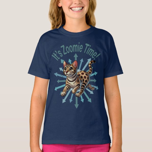 It's Zoomie Time Bengal Cat T-Shirt (Front)