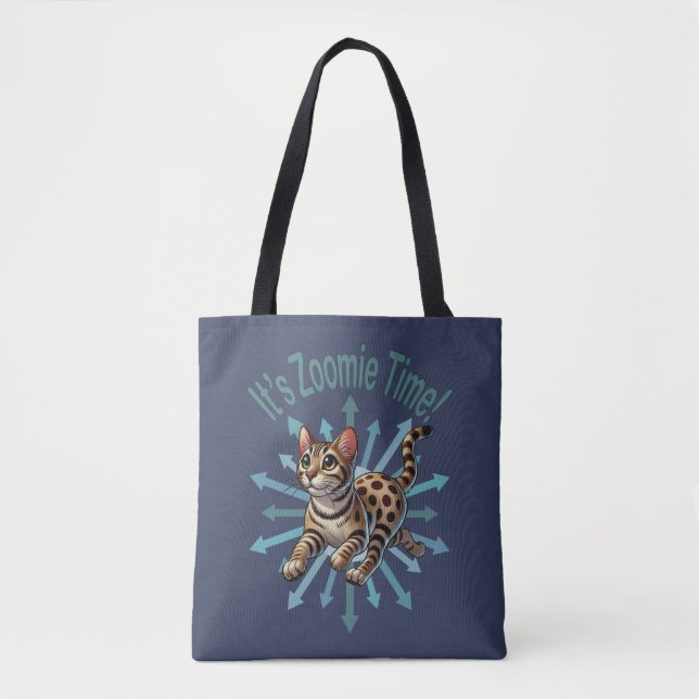 It's Zoomie Time Bengal Cat Tote Bag (Front)