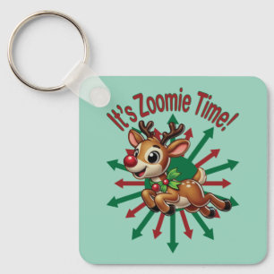 "It's Zoomie Time! Christmas Reindeer Key Ring
