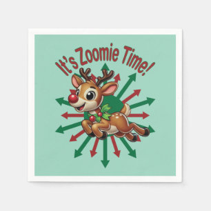 "It's Zoomie Time! Christmas Reindeer Napkin