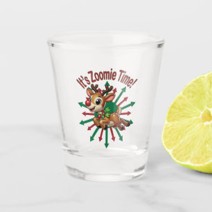 "It's Zoomie Time! Christmas Reindeer Shot Glass