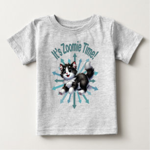 It's Zoomie Time Cute Black & White Cat Baby T-Shirt