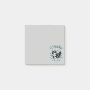 It's Zoomie Time Cute Black & White Cat Post-it Notes