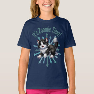 It's Zoomie Time Cute Black & White Cat T-Shirt
