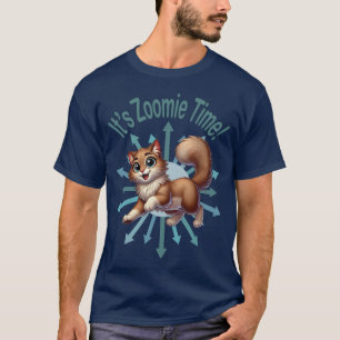 It's Zoomie Time Cute Brown & White Cat T-Shirt