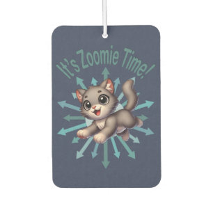 It's Zoomie Time Cute Grey & White Cat Car Air Freshener