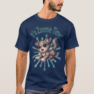 It's Zoomie Time Cute Grey & White Cat T-Shirt